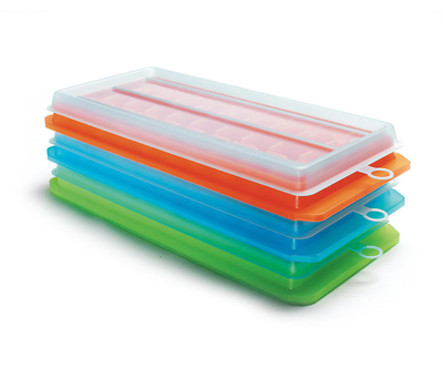 Cosmoplast ice cube tray with lid 31x13cm - assorted colors