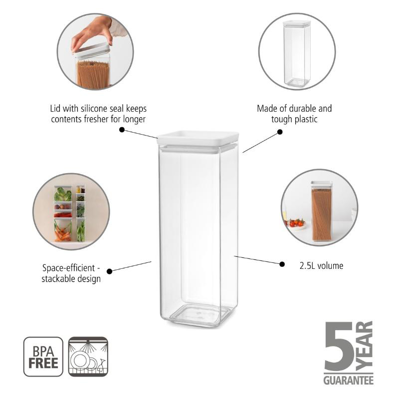 Product image: Brabantia tasty square canister 2.5l - light grey, , medium-null