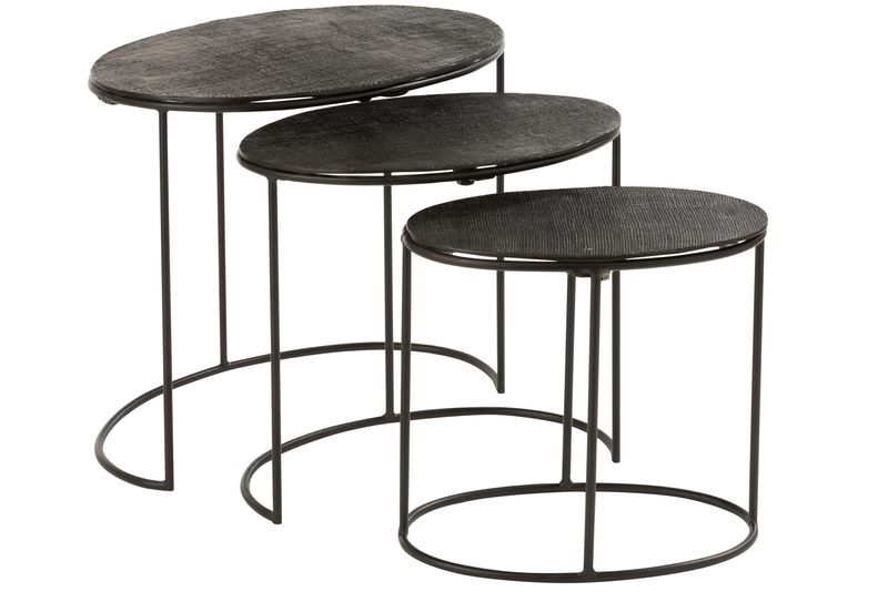 Sidetable jute 3 set aluminium black, , medium-null