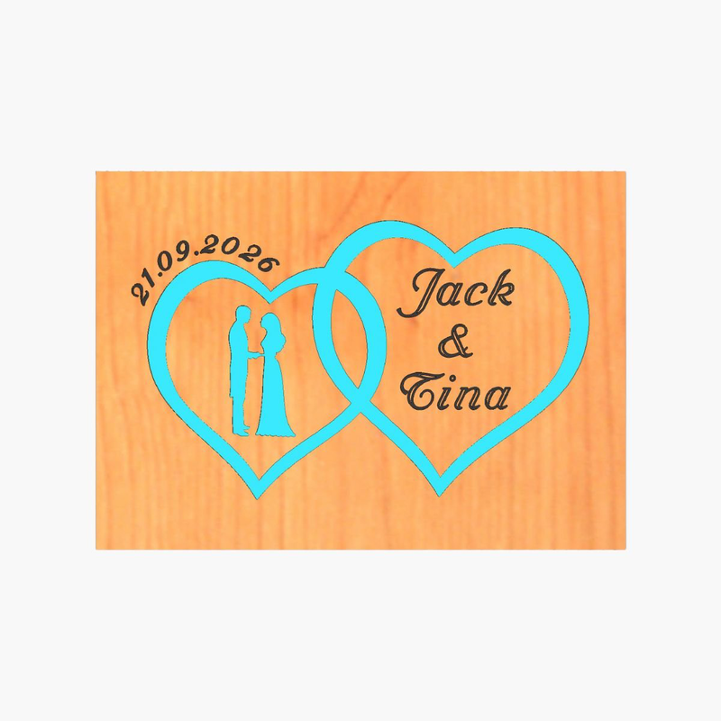 Custom wedding double hearts with romantic silhouette - green-null