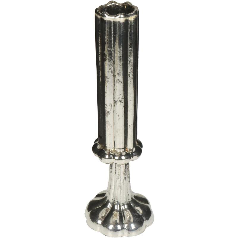 Product image: Βαζο φλαουτο γυαλινο χειροποιητο 9x9x26.5εκ. - ασημι, , medium-null