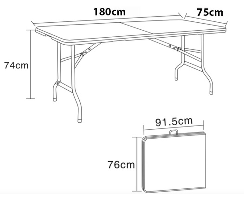 Superliving austin folding table 180x75cm, , medium-null