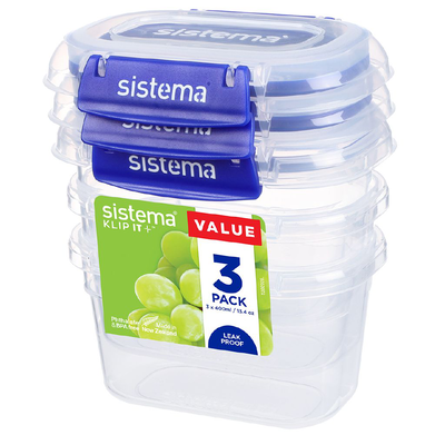 Sistema klip plus rectangular 3pcs 400ml