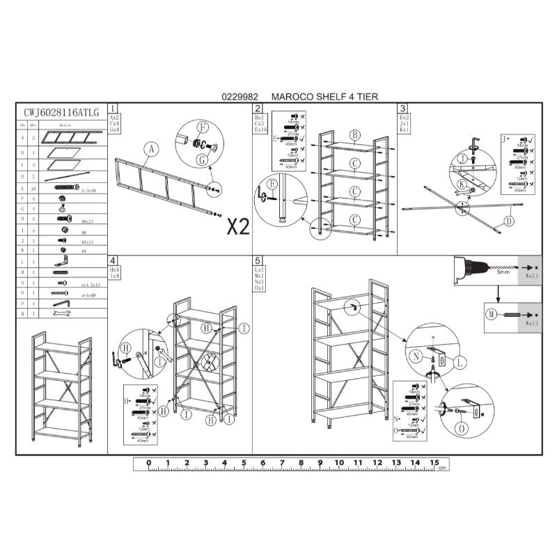 Superliving maroco shelves 4tier 60x28x148cm, , medium image number null