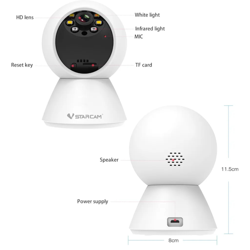 Vstarcam indoor 3mp HD pan & tilt cut dome night vision, , medium image number null