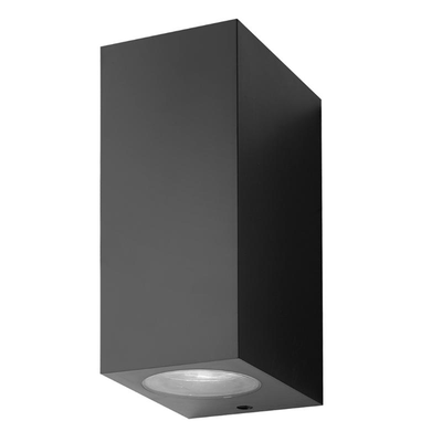 Sunlight 2xgu10 (max.2x5w) wall light up & down plastic dark grey ip44 l70xw92xh160mm