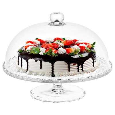 Marva footed cake platter & dome 30cm, , medium