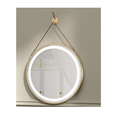 Round led mirror with gold frame ⌀80x100cm, , medium