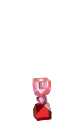 Candleholder crystal light/dark pink, , medium
