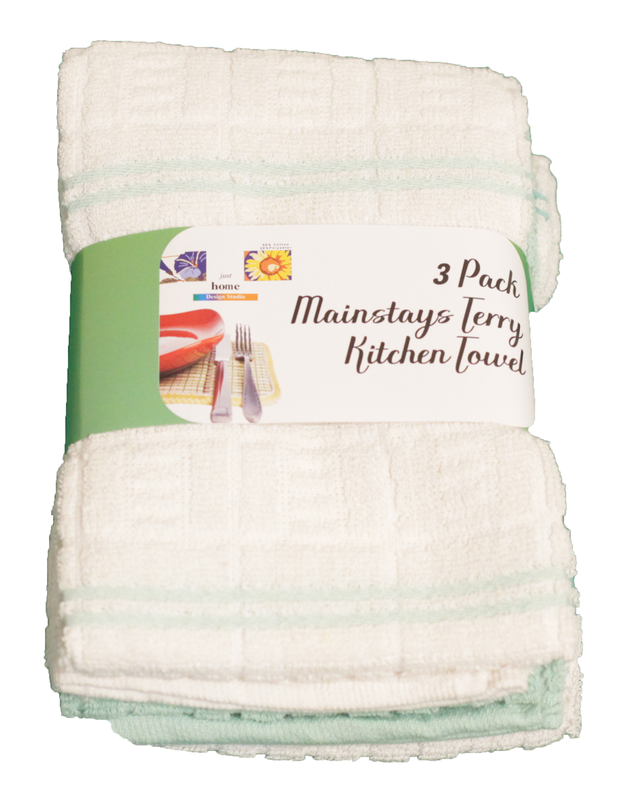 Product image: Kitchen towel mainstays terry 3pcs 3 assorted colors, , medium-null