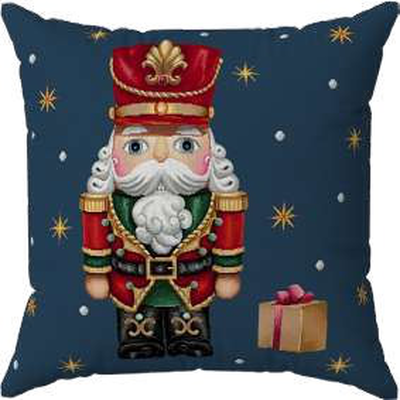 Decorative nutcracker throw pillow, Blue, medium