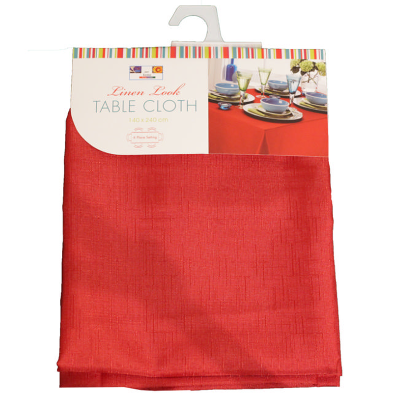 Linen look tablecloth 140x240cm 4 assorted colors, , medium-null