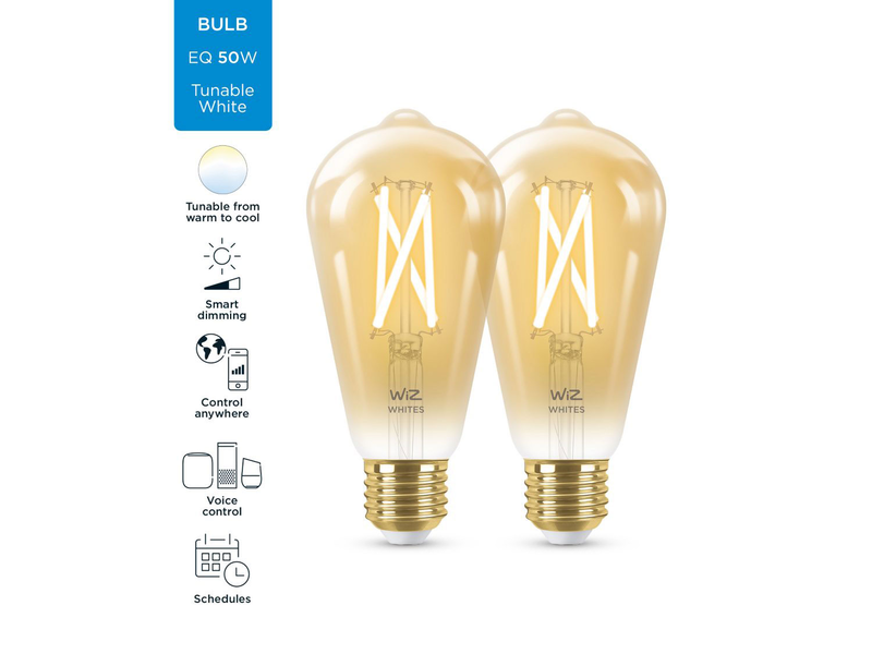 Wiz bulb tunable white am/st642 50w e27 2pcs, , medium image number null