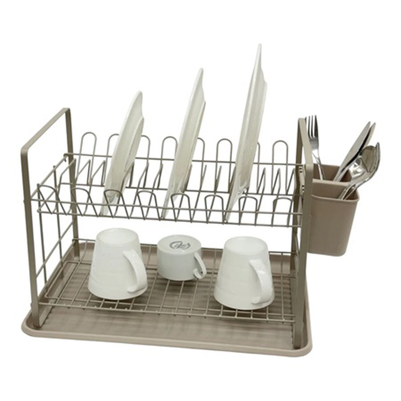 Ankor metal dish rack 48x32x29cm 2 layer taupe 851447, , medium-null
