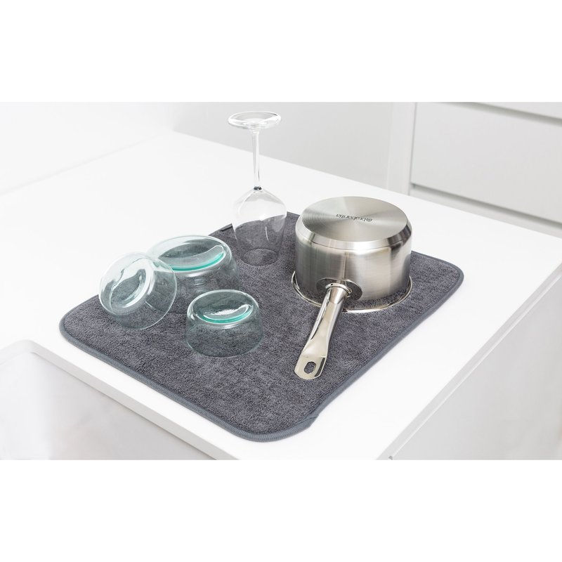 Brabantia microfibre dish drying mat 47x40cm dark grey, , medium image number null