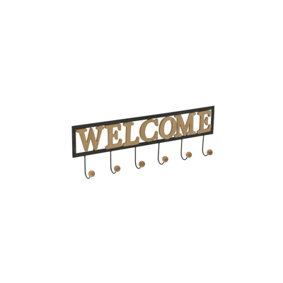 Metallic wall hanger with wooden inscription ''home'', , medium