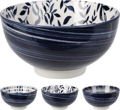 Bowl dia 160mm new bone porcelain 3 assorted designs, , medium