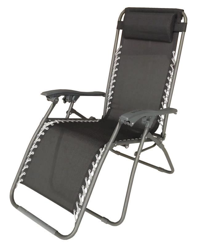 Ariel folding lounge chair with pillow black, , medium image number null