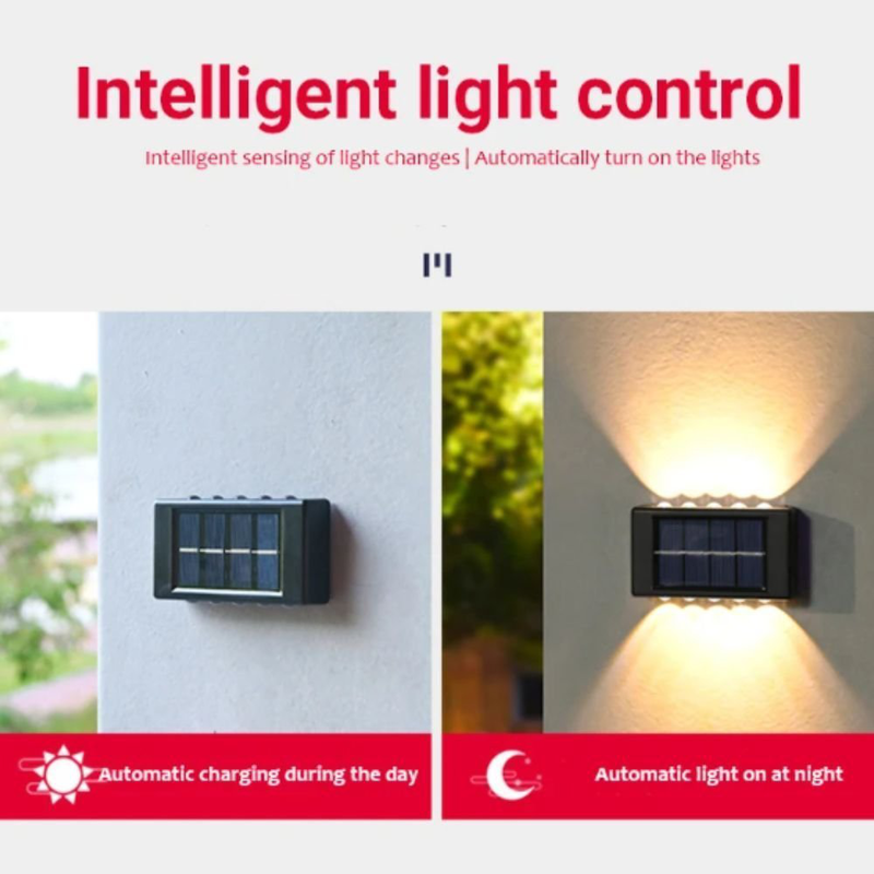 Product image: Ηλιακό φωτιστικό τοίχου με 10 led πάνω/κάτω θερμό άσπρο χρώμα, , medium-null