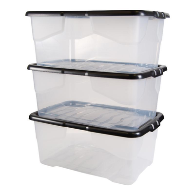 Strata storage box curve with lid 3 pieces - clear, , medium
