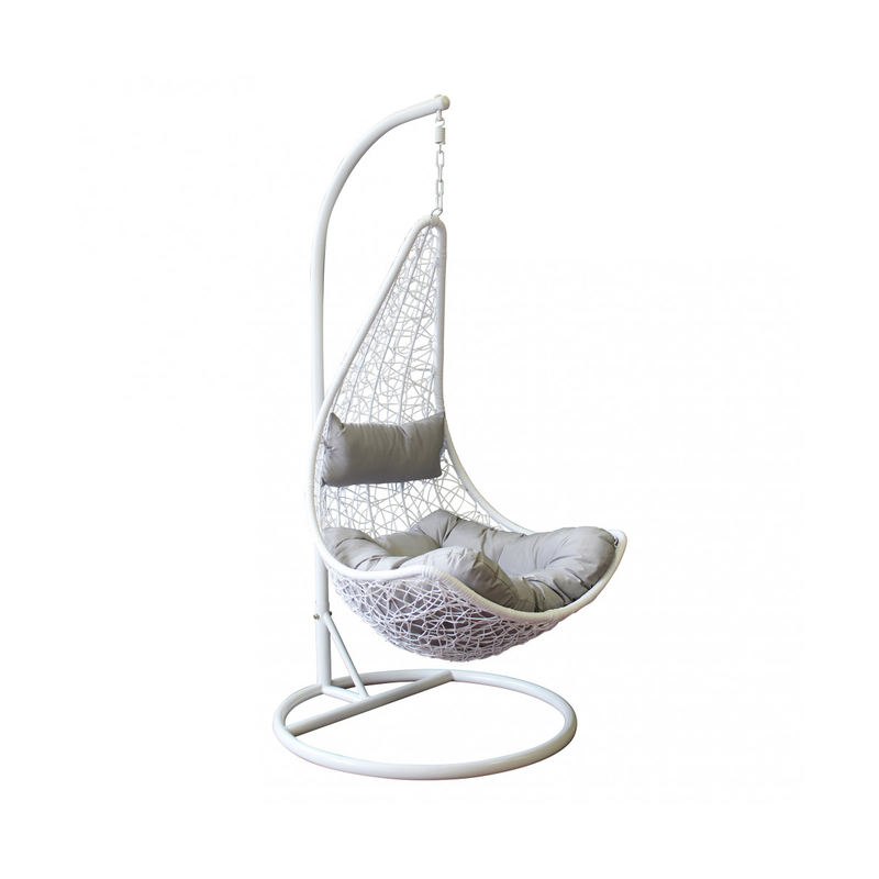 Open nest cradle ponza rattan beige/natural frame with beige cushions-null