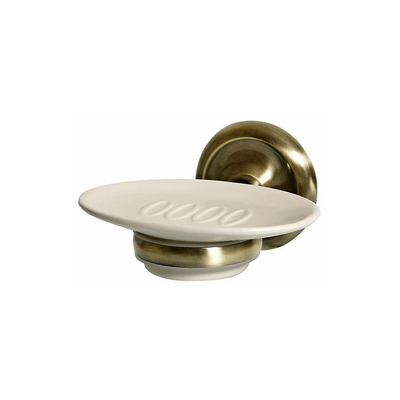 Wall soap case with ceramic dish deco antique bronze