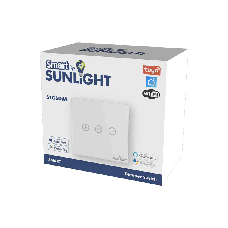 Sunlight εξυπνος διακοπτης ντιμαρισματος 1-gang 1-way 10amp load (200w) Wi-Fi tuya app, , medium-null