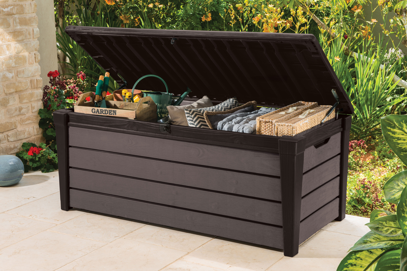 Keter brushwood cushion box 145x69.5x60.3cm 454l brown/beige, , medium image number null