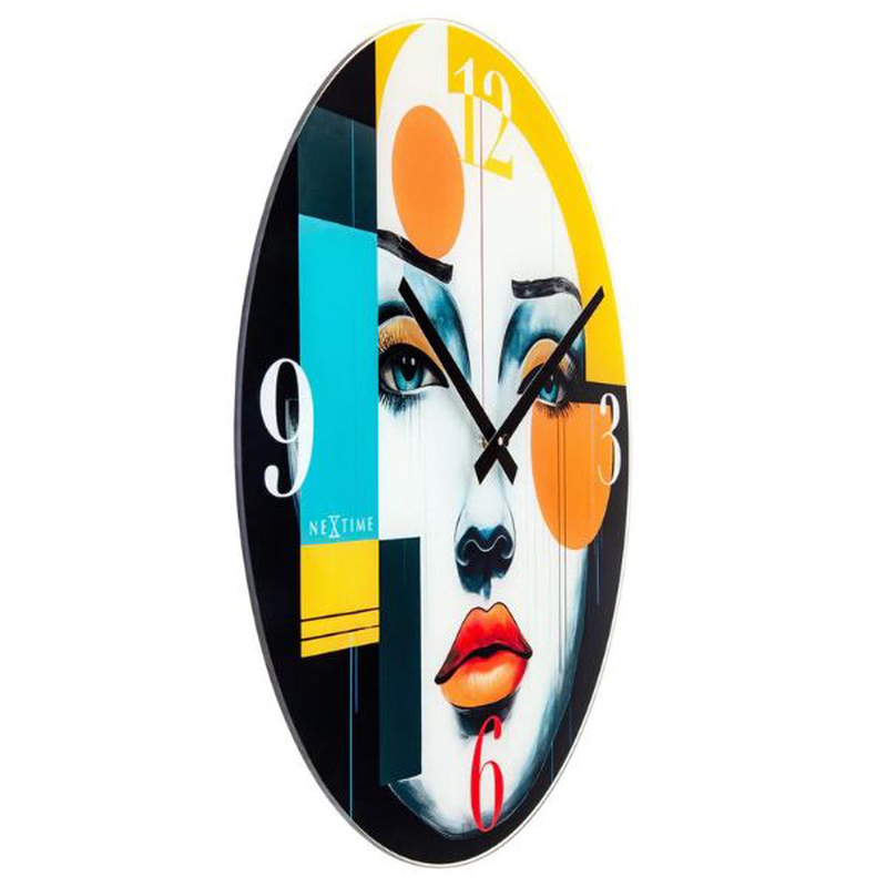 Nextime wall clock 43cm, silent,multicolour,glass,'vogue', , medium-null
