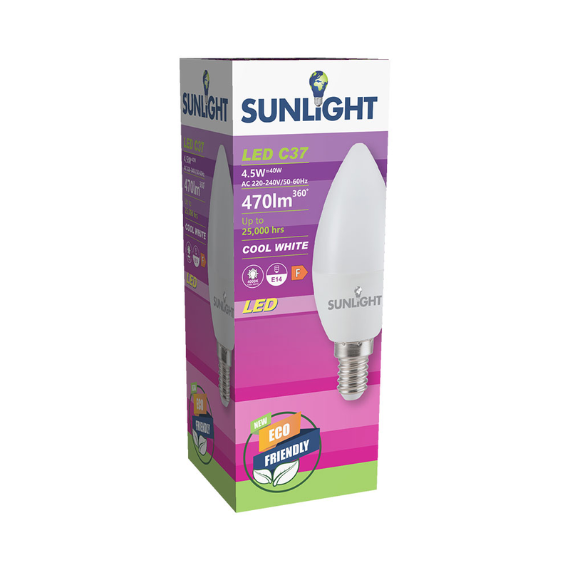 Sunlight led 4.5w c37 &lambda;&alpha;&mu;&pi;&tau;&eta;&rho;&alpha;&sigmaf; &kappa;&epsilon;&rho;&iota;&omicron;&upsilon; e14 470lm 4000k &gamma;&alpha;&lambda;&alpha;&kappa;&tau;&omicron;&chi;&rho;&omega;&mu;&omicron;&sigmaf;, , medium-null