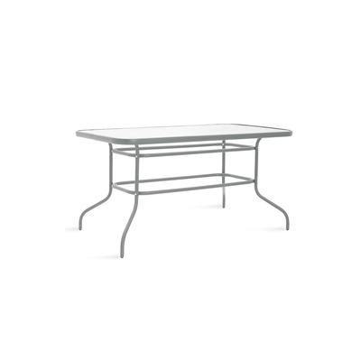 Valor table metal with glass surface 120x70x70cm gray, Grey, medium