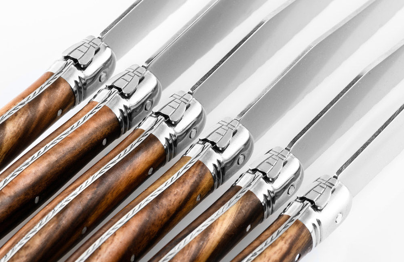 Laguiole premium line set of 6 steak knives dark wood 1.8 mm in a wooden block, , medium image number null