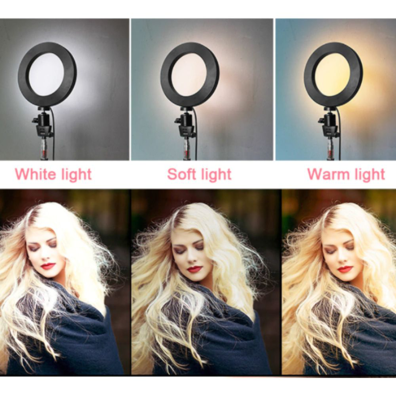 Φωτιστικό δαχτυλίδι ring light USB led 25 cm με dimmer και τρίποδο, , medium-null