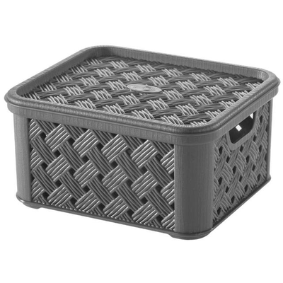 Tontarelli arianna basket with lid 1.4l - grey, , medium