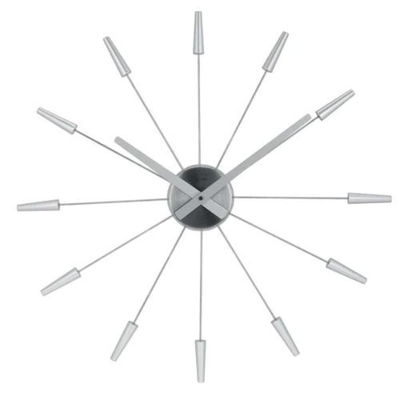 Nextime silent wall clock ,vintage 58cm , stainless steel , 'plug inn', , medium