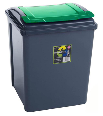 Recycling slim bin with lid 50l - green, , medium