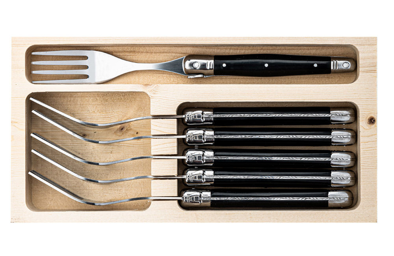 Laguiole premium line set of 6 forks black 1.8mm thick, , medium image number null