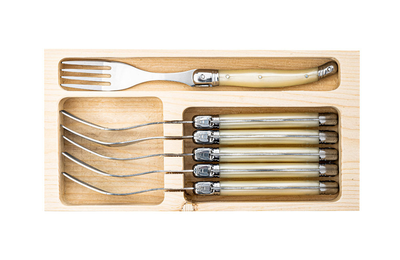Laguiole premium line set of 6 forks pearl 1.8mm thick