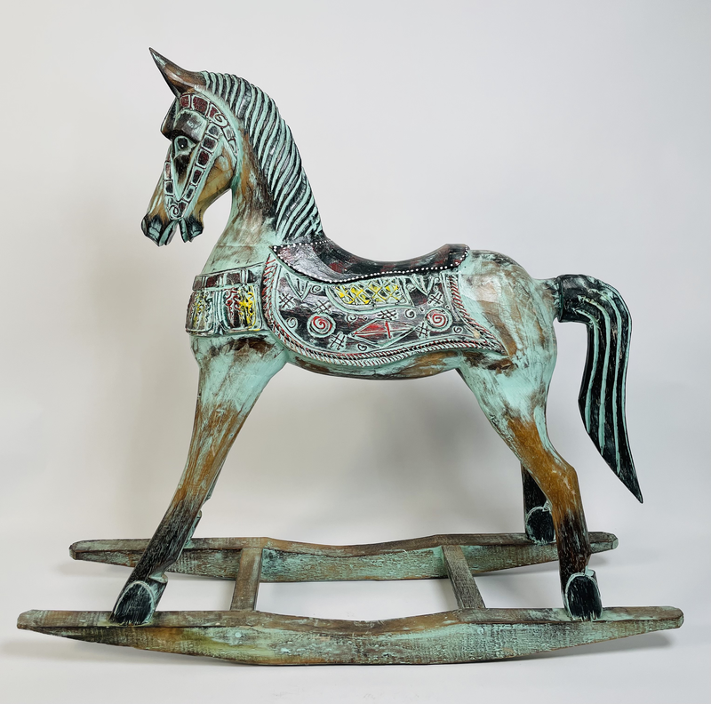 Wooden rocking horse h.: 75cm, , medium-null