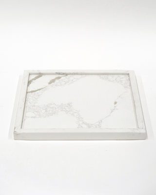 Marble tray / white with grey / square / xl, , medium
