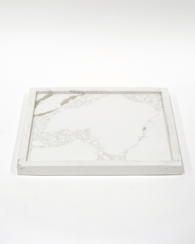 Marble tray / white with grey / square / xl, , medium-null