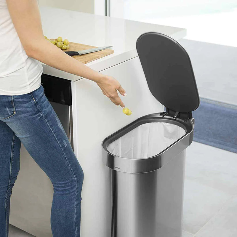 45l slim pedal bin brushed stainless steel, , medium image number null