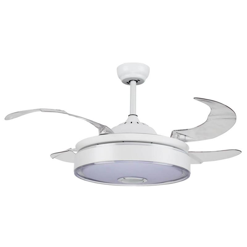 Sunlight 'typhoon' ceiling fan dc motor 4-retractable blades 42-inch white led 36w 3240lm rgb+cct di, , medium-null