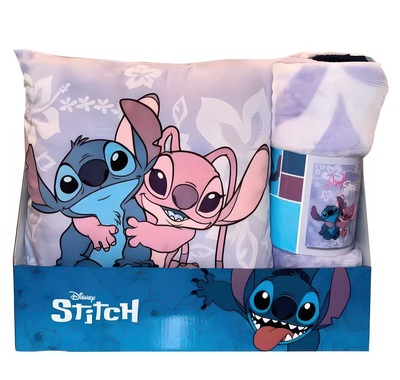 Disney stitch & angel polar blanket & cushion set, , medium