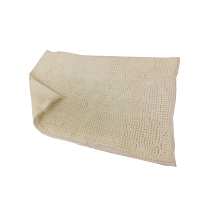 Basic 6 beige chenille bathroom mat, Beige, medium