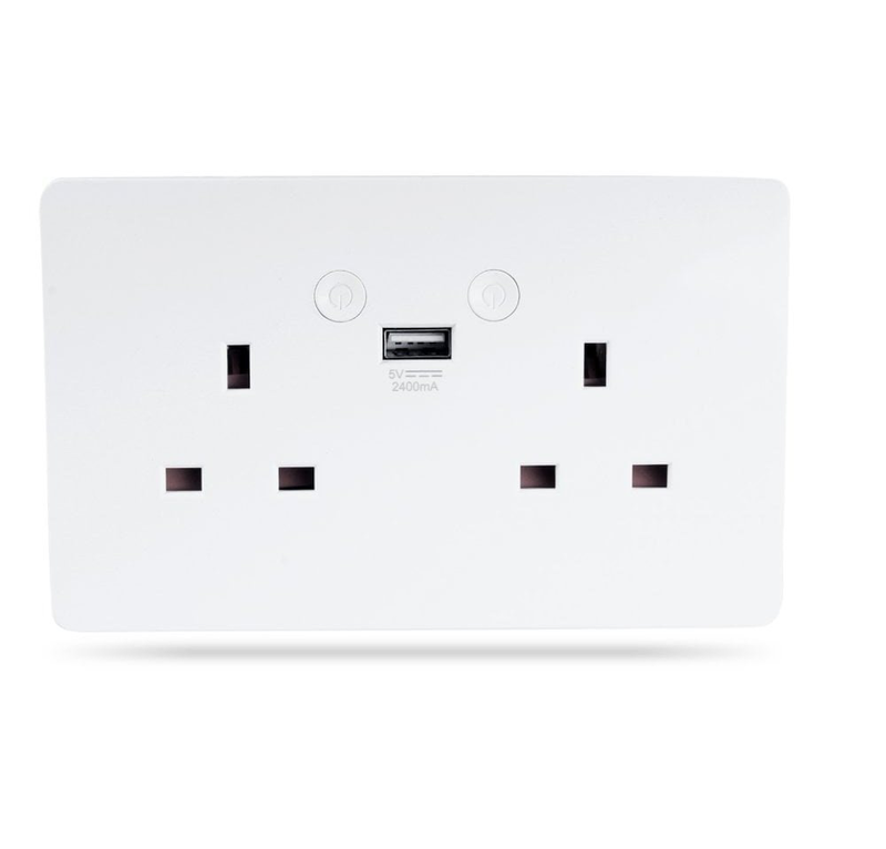 Product image: Woox r4053 Wi-Fi smart wall socket 2xuk outlet & 1xUSB 5v/2.4a, , medium-null
