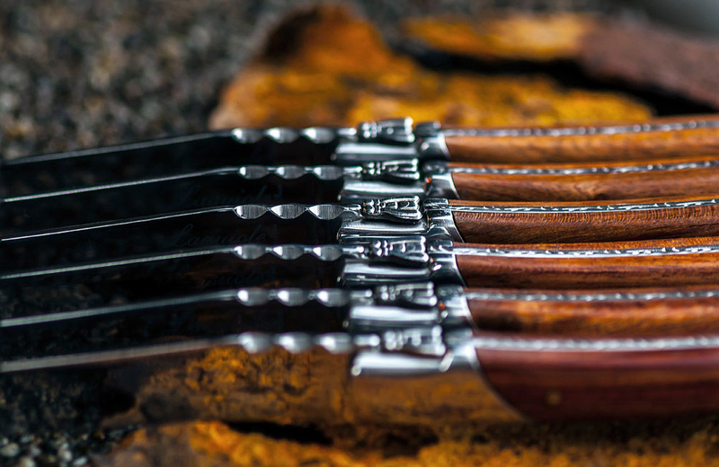 Laguiole luxury line set of 6 steak knives olive pakka rose, , medium image number null