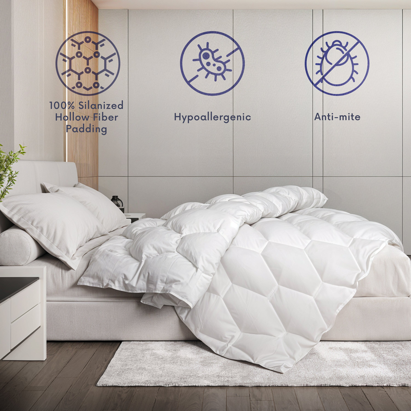 The white stone winter duvet 210x240 cm 400 gr | padding in ovatta | hypoallergenic white microfiber | double bed-null