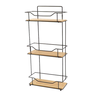 Tendance metal and bamboo triple rectangular shelf - bamboo