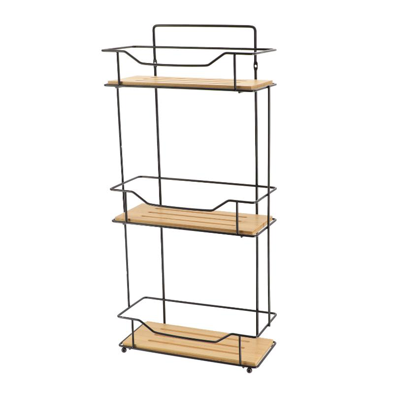 Tendance metal and bamboo triple rectangular shelf - bamboo, , medium image number null